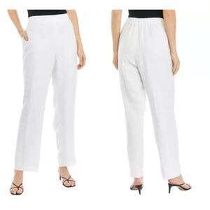 Peck & Peck Linen Pants Size Medium White Wide Leg NWOT